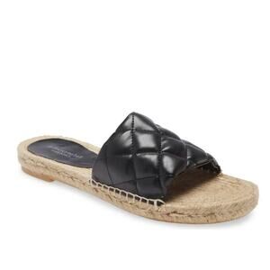 Jeffrey Campbell Salvora Espadrille Slide Sandal Black Quilted Womens Size 38